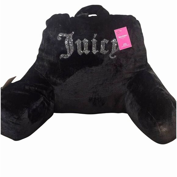 Juicy Couture Home Rhinestone Logo Plush Bed Rest Pillow w/Phone Storage Pocket - Picture 2 of 7